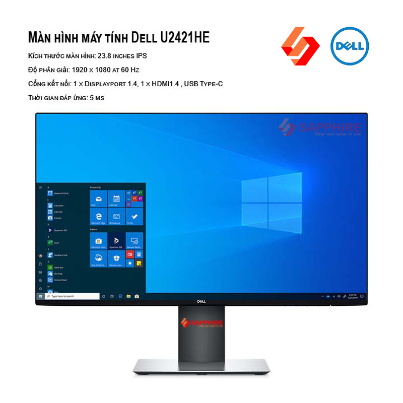 Màn hình Dell U2422HE 23.8 inch FHD IPS Type-C Network (RJ-45)