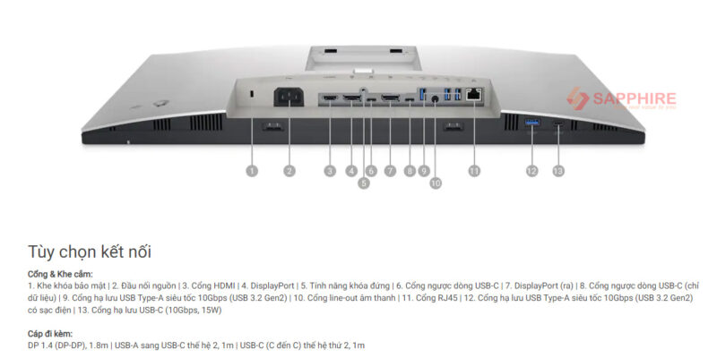 Màn hình Dell U2422HE 23.8 inch FHD IPS Type-C Network (RJ-45)