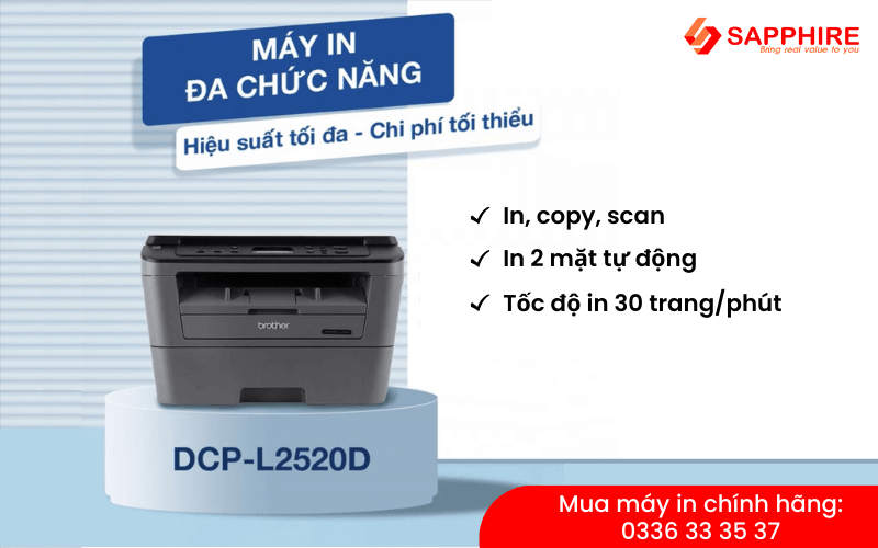 Máy in laser trắng đen Brother DCP-L2520D (3 trong 1)